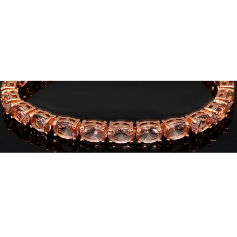 Rosévergoldetes Armband für Damen aus 925er Silber mit Zirkonia im Ovalschliff - Armband längenverstellbar in ca. 16-24 cm