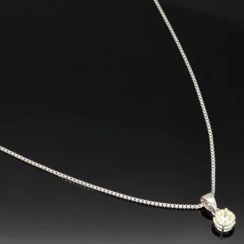 Elegantes Schmuckset -Silberkette und Anhänger aus 925er Sterling Silber mit Zirkonia im Brillantschliff (Diamantimitation) - ca. 45cm