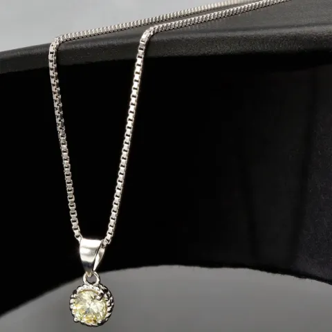 Elegantes Schmuckset -Silberkette und Anhänger aus 925er Sterling Silber mit Zirkonia im Brillantschliff (Diamantimitation) - ca. 45cm