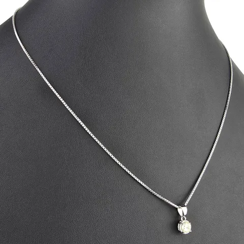 Elegantes Schmuckset -Silberkette und Anhänger aus 925er Sterling Silber mit Zirkonia im Brillantschliff (Diamantimitation) - ca. 45cm