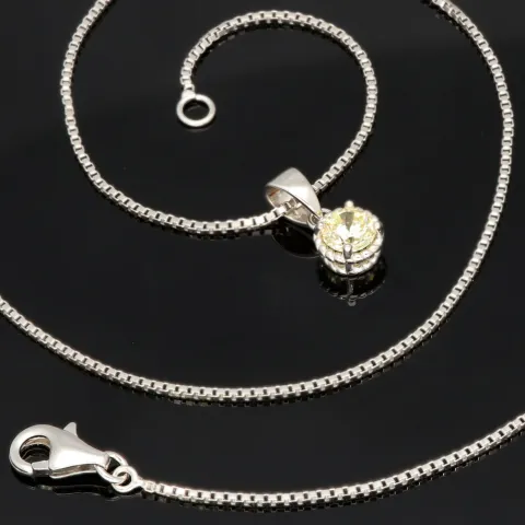 Elegantes Schmuckset -Silberkette und Anhänger aus 925er Sterling Silber mit Zirkonia im Brillantschliff (Diamantimitation) - ca. 45cm