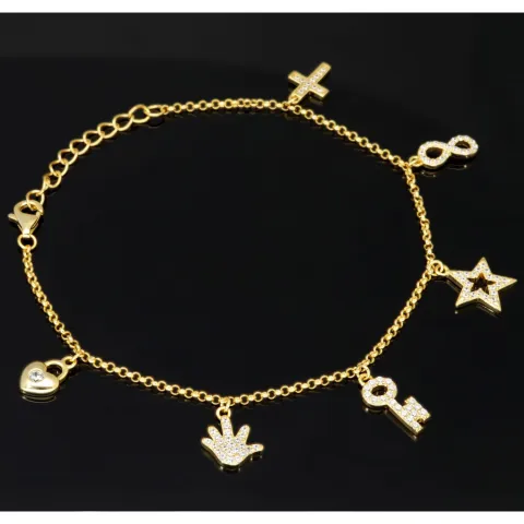 Edles Silberarmband - zeitloses Bettelarmband aus vergoldetem 925 Sterling Silber - Länge verrstellbar ca. 17- 20 cm