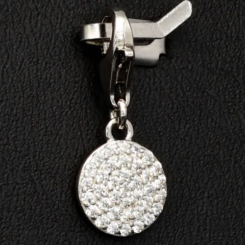 Funkelnder Charm-Anhänger aus 925er Sterling Silber mit Karabiner – rhodiniert, poliert & mit Zirkonia veredelt (Diamantimitation, Brillantschliff) - z.b. für Armbänder als Bag-Charm am Reißverschluss einer Tasche