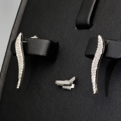 Edle Silberohrringe - Ohrhänger aus 925 Sterling Silber, rhodiniert und poliert, mit funkelnden Zirkoniasteinen (Diamantimitationen )