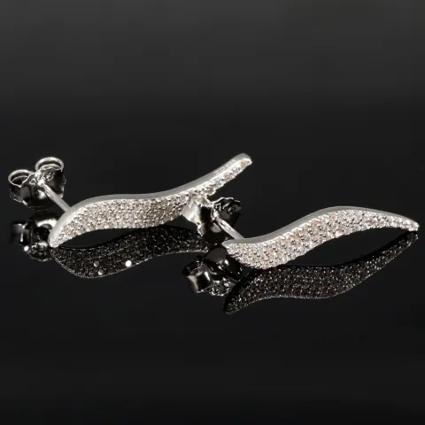 Edle Silberohrringe - Ohrhänger aus 925 Sterling Silber, rhodiniert und poliert, mit funkelnden Zirkoniasteinen (Diamantimitationen )