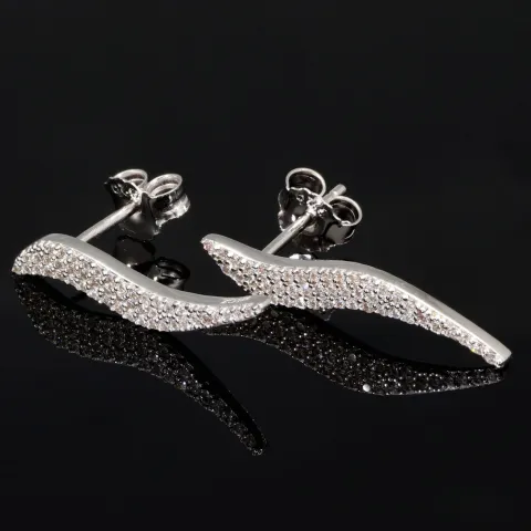 Edle Silberohrringe - Ohrhänger aus 925 Sterling Silber, rhodiniert und poliert, mit funkelnden Zirkoniasteinen (Diamantimitationen )