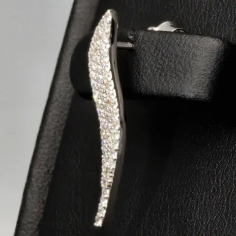 Edle Silberohrringe - Ohrhänger aus 925 Sterling Silber, rhodiniert und poliert, mit funkelnden Zirkoniasteinen (Diamantimitationen )