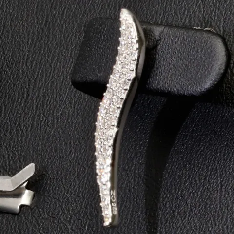 Edle Silberohrringe - Ohrhänger aus 925 Sterling Silber, rhodiniert und poliert, mit funkelnden Zirkoniasteinen (Diamantimitationen )