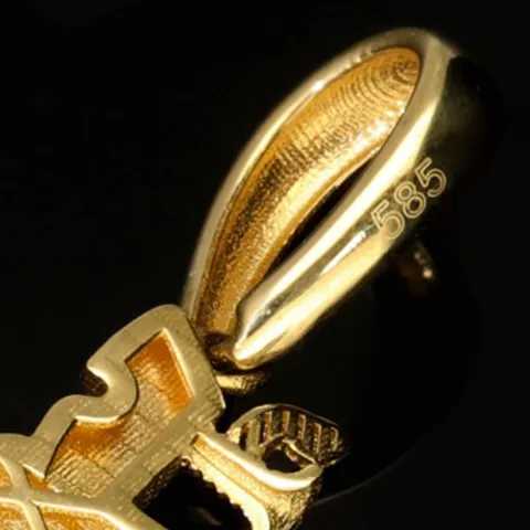 Glänzender Raketenwerfer, Panzerfaust, Bazooka-Anhänger aus hochwertigem Bicolor 585 / 14K Gold (Gelbgold und Weißgold)