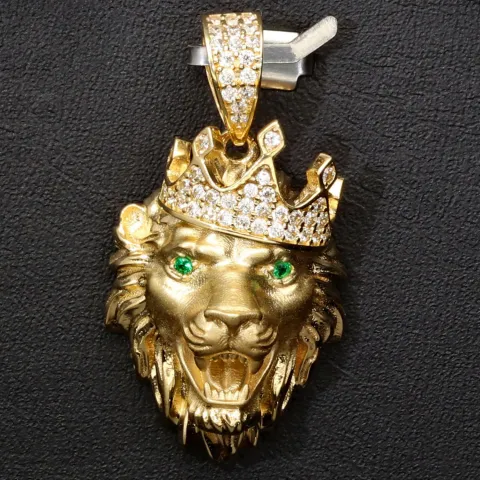 Löwenkopf-Anhänger aus hochwertigem 14k Gelbgold (585) mit Zirkoniabesatz – (ca. 6,3 g)