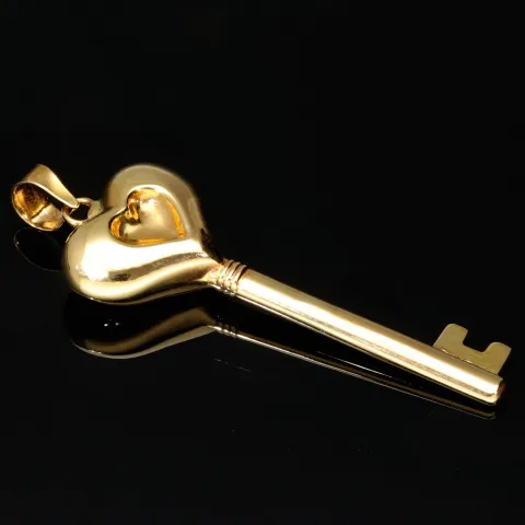 Großer Anhänger in Schlüsselform mit Herzdesign aus edlem Gold (585 14K Gelbgold)