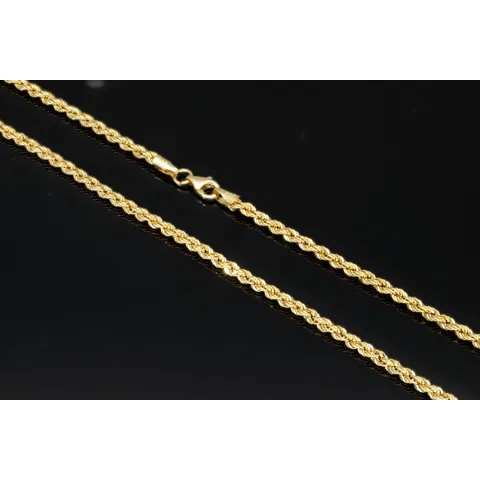 Kordelkette in klassischem Design in ca. 60 cm Länge aus funkelndem 585er Gold 14k ca. 3mm Breite