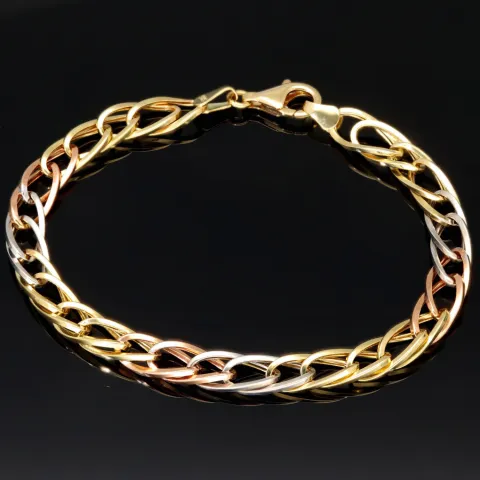 Exklusives Tricolor-Goldarmband aus 14K 585 Gold – Eleganz in Gelbgold, Roségold und Weißgold (ca. 19,5 cm, 7 mm)