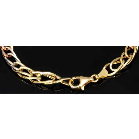 Exklusives Tricolor-Goldarmband aus 14K 585 Gold – Eleganz in Gelbgold, Roségold und Weißgold (ca. 19,5 cm, 7 mm)
