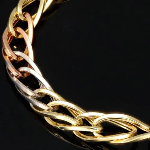 Exklusives Tricolor-Goldarmband aus 14K 585 Gold – Eleganz in Gelbgold, Roségold und Weißgold (ca. 19,5 cm, 7 mm)