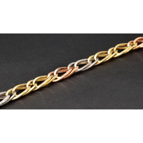 Exklusives Tricolor-Goldarmband aus 14K 585 Gold – Eleganz in Gelbgold, Roségold und Weißgold (ca. 19,5 cm, 7 mm)
