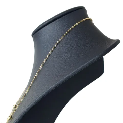 Glänzende Ankerkette mit fantasievollen Elementen aus hochwertigem 585 14k Gold mit Zirkoniabesatz (längenverstellbar von 45cm-ca. 47,5cm)