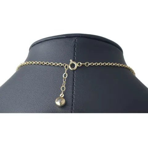 Glänzende Ankerkette mit fantasievollen Elementen aus hochwertigem 585 14k Gold mit Zirkoniabesatz (längenverstellbar von 45cm-ca. 47,5cm)