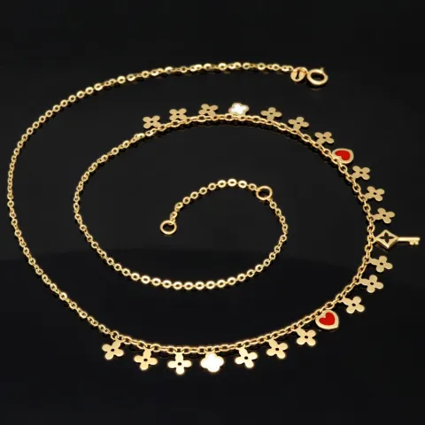 Sehr schöne Ankerkette aus edlem 14K 585er Gold (Gelbgold) mit dekorativen Elementen (verstellbar entweder ca. 42cm oder 45cm)