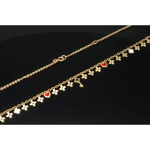 Sehr schöne Ankerkette aus edlem 14K 585er Gold (Gelbgold) mit dekorativen Elementen (verstellbar entweder ca. 42cm oder 45cm)