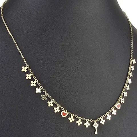 Sehr schöne Ankerkette aus edlem 14K 585er Gold (Gelbgold) mit dekorativen Elementen (verstellbar entweder ca. 42cm oder 45cm)