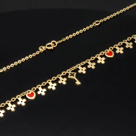 Sehr schöne Ankerkette aus edlem 14K 585er Gold (Gelbgold) mit dekorativen Elementen (verstellbar entweder ca. 42cm oder 45cm)