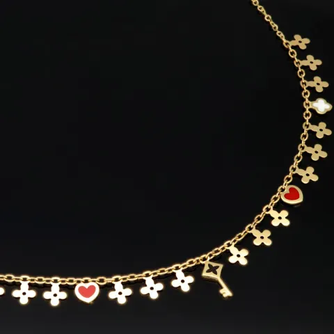 Sehr schöne Ankerkette aus edlem 14K 585er Gold (Gelbgold) mit dekorativen Elementen (verstellbar entweder ca. 42cm oder 45cm)