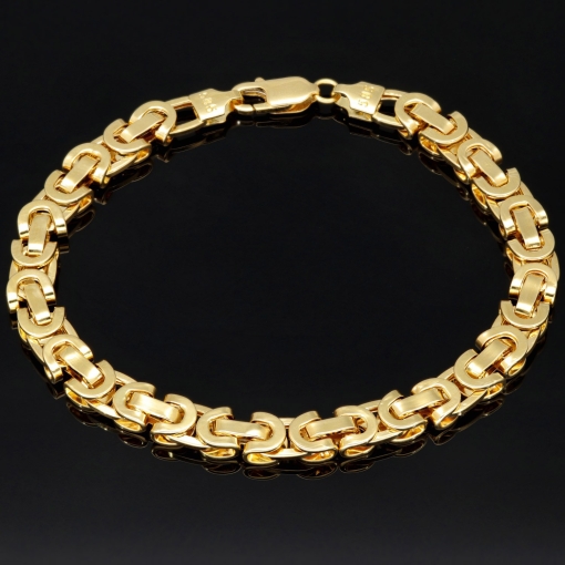 Fein gearbeitetes Königsarmband aus 14 Karat Gold (585), ca. 7 mm breit, 20 cm lang – modernes, flaches Gliederdesign (ca. 7,7g)