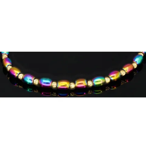 Trendiges Kugel-Zugarmband bestückt mit 20 edlen Goldperlen aus hochwertigem 585 14K und bunten schimmernden Flip-Flop-Beads - längenverstellbar von 17cm -25cm