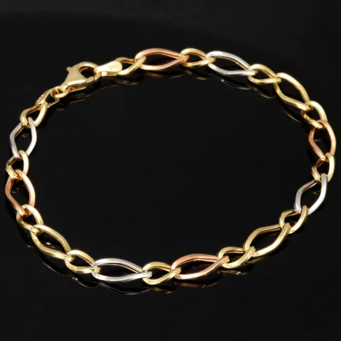 Exklusives Armband aus 585er (14k) Tricolor Gold (Gelbgold, Roségold und Weißgold) - ca. 20cm, ca. 5,5mm