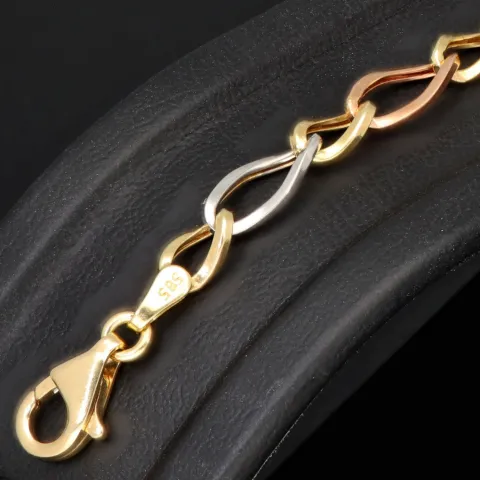 Exklusives Armband aus 585er (14k) Tricolor Gold (Gelbgold, Roségold und Weißgold) - ca. 20cm, ca. 5,5mm