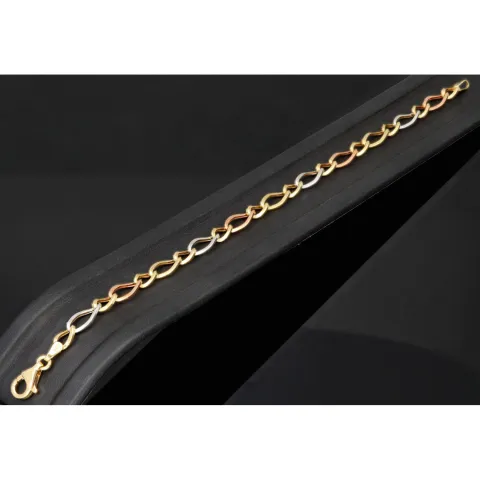 Exklusives Armband aus 585er (14k) Tricolor Gold (Gelbgold, Roségold und Weißgold) - ca. 20cm, ca. 5,5mm