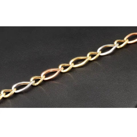 Exklusives Armband aus 585er (14k) Tricolor Gold (Gelbgold, Roségold und Weißgold) - ca. 20cm, ca. 5,5mm
