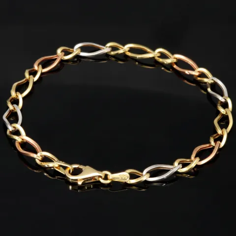 Exklusives Armband aus 585er (14k) Tricolor Gold (Gelbgold, Roségold und Weißgold) - ca. 20cm, ca. 5,5mm