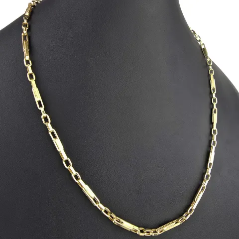 Außergewöhnliche Goldkette / Ankerkette mit filigranem Greco-Design aus 14K 585er Gold (Gelbgold) – ca. 60 cm, 4 mm - Hochwertig verarbeitet