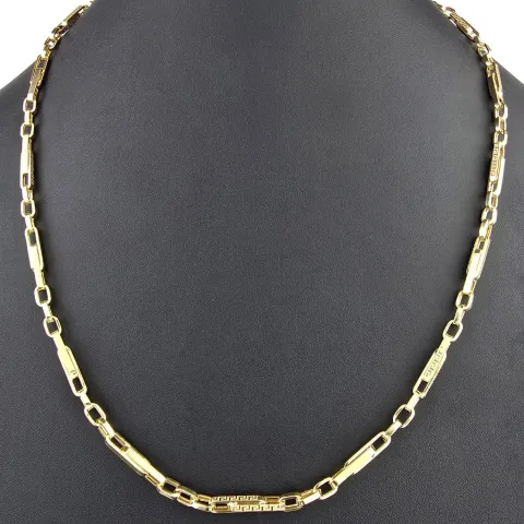 Außergewöhnliche Goldkette / Ankerkette mit filigranem Greco-Design aus 14K 585er Gold (Gelbgold) – ca. 60 cm, 4 mm - Hochwertig verarbeitet