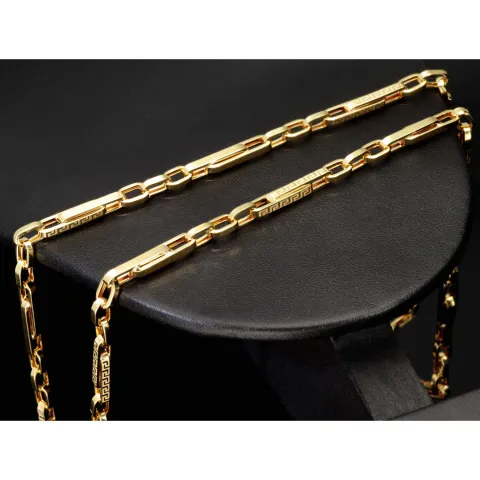 Sehr schöne Goldkette / Ankerkette mit außergewöhnlichem Greco-Design aus 14K 585er Gold (Gelbgold) – ca. 55 cm, 4mm - Hochwertig verarbeitet