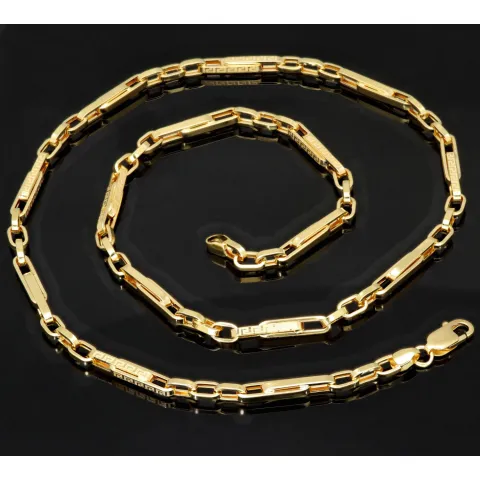 Sehr schöne Goldkette / Ankerkette mit außergewöhnlichem Greco-Design aus 14K 585er Gold (Gelbgold) – ca. 55 cm, 4mm - Hochwertig verarbeitet