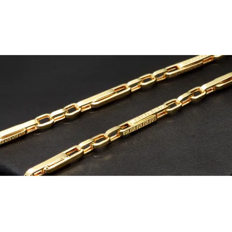 Sehr schöne Goldkette / Ankerkette mit außergewöhnlichem Greco-Design aus 14K 585er Gold (Gelbgold) – ca. 55 cm, 4mm - Hochwertig verarbeitet