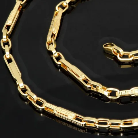 Sehr schöne Goldkette / Ankerkette mit außergewöhnlichem Greco-Design aus 14K 585er Gold (Gelbgold) – ca. 55 cm, 4mm - Hochwertig verarbeitet