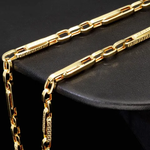Sehr schöne Goldkette / Ankerkette mit außergewöhnlichem Greco-Design aus 14K 585er Gold (Gelbgold) – ca. 55 cm, 4mm - Hochwertig verarbeitet
