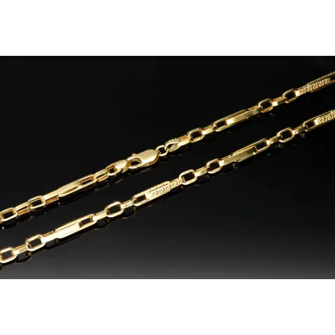 Sehr schöne Goldkette / Ankerkette mit außergewöhnlichem Greco-Design aus 14K 585er Gold (Gelbgold) – ca. 55 cm, 4mm - Hochwertig verarbeitet