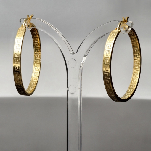 Creolen aus 14 Karat 585 Gold mit feinem Greco-Muster – zeitlos & stilvoll