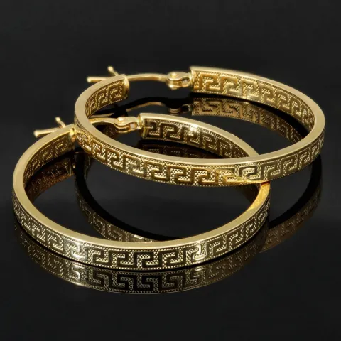 Creolen aus 14 Karat 585 Gold mit feinem Greco-Muster – zeitlos & stilvoll