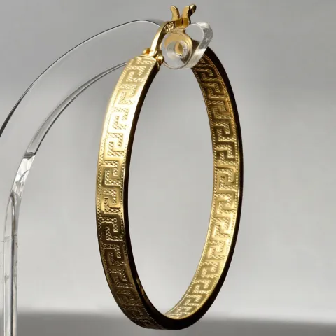 Creolen aus 14 Karat 585 Gold mit feinem Greco-Muster – zeitlos & stilvoll