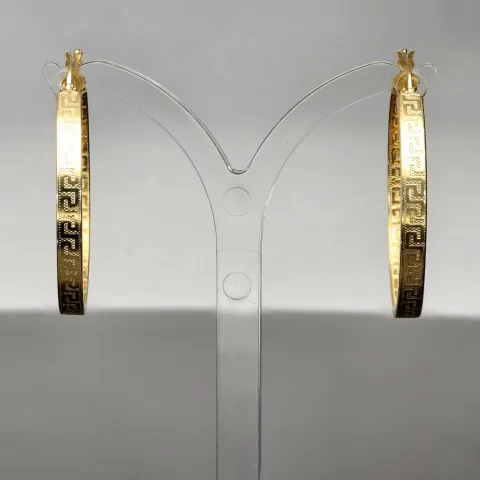 Creolen aus 14 Karat 585 Gold mit feinem Greco-Muster – zeitlos & stilvoll