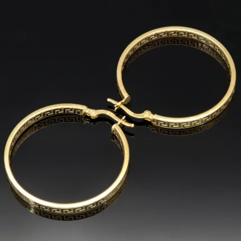 Creolen aus 14 Karat 585 Gold mit feinem Greco-Muster – zeitlos & stilvoll