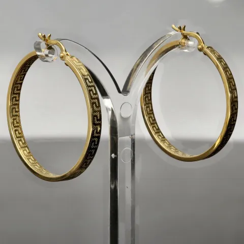Creolen aus 14 Karat 585 Gold mit feinem Greco-Muster – zeitlos & stilvoll