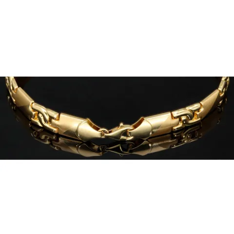 Luxuriöses Gold-Armband aus 14K 585er Gelbgold – halb matt, halb poliert (ca. 23 cm Länge und ca. 8mm Breite)