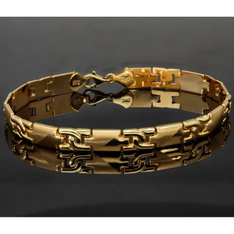 Luxuriöses Gold-Armband aus 14K 585er Gelbgold – halb matt, halb poliert (ca. 23 cm Länge und ca. 8mm Breite)
